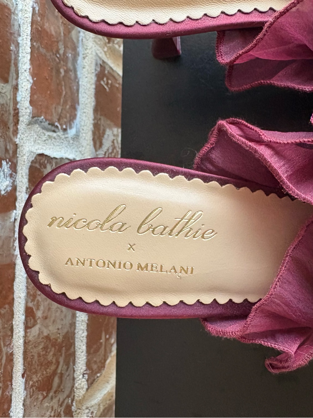 Antonio Melani x Nicola Bathie Sophia Chiffon Velvet Bow Dress Mules Size 9 - Picture 7 of 14
